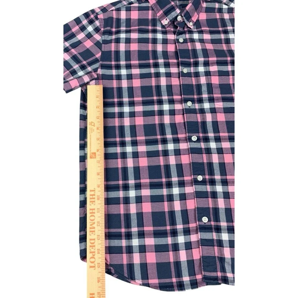 J Crew Men’s Short Sleeve Button Up Shirt, Lightweight Oxford, Slim Fit, Medium